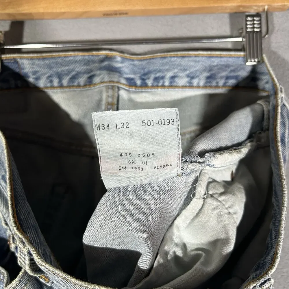 Vintage Levis 501 Jeans Mens 34x31 Blue 90s Made USA Button Fly Pants Size 34